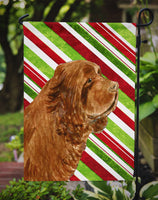 Sussex Spaniel Candy Cane Holiday Christmas Flag Garden Size