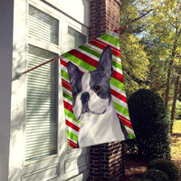 Boston Terrier Candy Cane Holiday Christmas Flag Canvas House Size