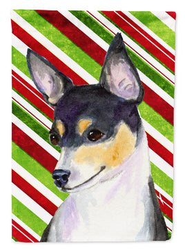 Chihuahua Candy Cane Holiday Christmas Flag Canvas House Size