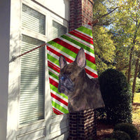 French Bulldog Candy Cane Holiday Christmas Flag Canvas House Size