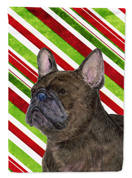 French Bulldog Candy Cane Holiday Christmas Flag Garden Size