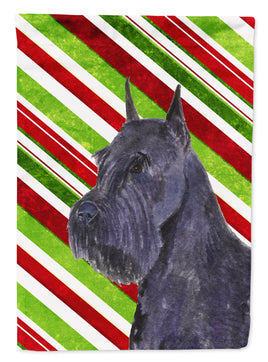 Schnauzer Candy Cane Holiday Christmas Flag Canvas House Size