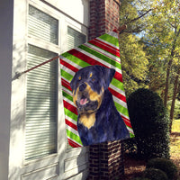 Rottweiler Candy Cane Holiday Christmas Flag Canvas House Size