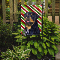 Rottweiler Candy Cane Holiday Christmas Flag Garden Size