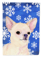 Chihuahua Winter Snowflakes Holiday Flag Canvas House Size