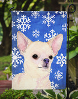 Chihuahua Winter Snowflakes Holiday Flag Garden Size