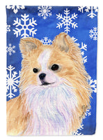 Chihuahua Winter Snowflakes Holiday Flag Canvas House Size