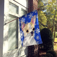 Chihuahua Winter Snowflakes Holiday Flag Canvas House Size