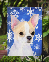 Chihuahua Winter Snowflakes Holiday Flag Garden Size