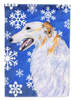 Borzoi Winter Snowflakes Holiday Flag Canvas House Size