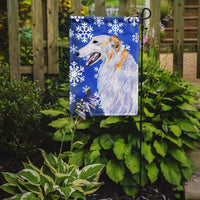 Borzoi Winter Snowflakes Holiday Flag Garden Size