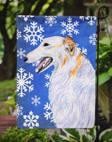 Borzoi Winter Snowflakes Holiday Flag Garden Size