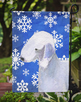 Bedlington Terrier Winter Snowflakes Holiday Flag Garden Size