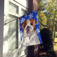 Bulldog English Winter Snowflakes Holiday Flag Canvas House Size