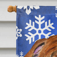 Bulldog English Winter Snowflakes Holiday Flag Canvas House Size