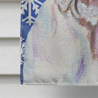 Bulldog English Winter Snowflakes Holiday Flag Canvas House Size