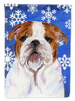 Bulldog English Winter Snowflakes Holiday Flag Canvas House Size