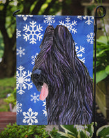 Briard Winter Snowflakes Holiday Flag Garden Size