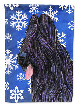 Briard Winter Snowflakes Holiday Flag Garden Size