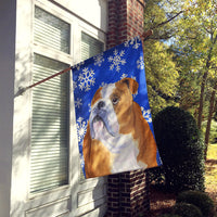 Bulldog English Winter Snowflakes Holiday Flag Canvas House Size