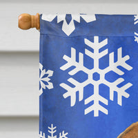 Bulldog English Winter Snowflakes Holiday Flag Canvas House Size