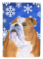 Bulldog English Winter Snowflakes Holiday Flag Garden Size