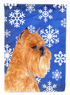 Brussels Griffon Winter Snowflakes Holiday Flag Canvas House Size