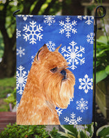 Brussels Griffon Winter Snowflakes Holiday Flag Garden Size