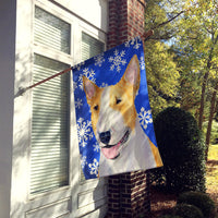 Bull Terrier Winter Snowflakes Holiday Flag Canvas House Size