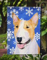 Bull Terrier Winter Snowflakes Holiday Flag Garden Size