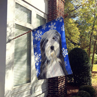 Bearded Collie Winter Snowflakes Holiday Flag Canvas House Size