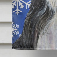 Bearded Collie Winter Snowflakes Holiday Flag Canvas House Size