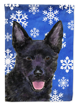 Australian Kelpie Winter Snowflakes Holiday Flag Canvas House Size