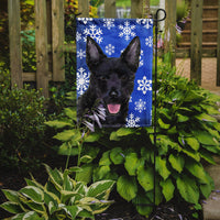 Australian Kelpie Winter Snowflakes Holiday Flag Garden Size