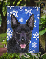 Australian Kelpie Winter Snowflakes Holiday Flag Garden Size