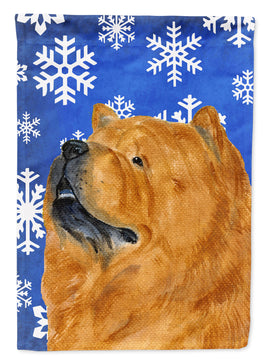 Chow Chow Winter Snowflakes Holiday Flag Canvas House Size