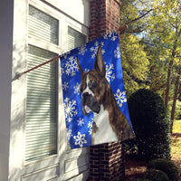 Boxer Winter Snowflakes Holiday Flag Canvas House Size