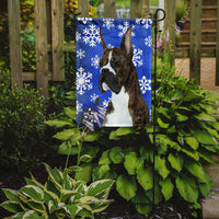 Boxer Winter Snowflakes Holiday Flag Garden Size