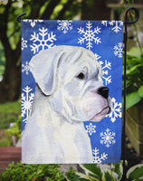 Boxer Winter Snowflakes Holiday Flag Garden Size