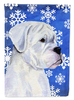 Boxer Winter Snowflakes Holiday Flag Garden Size