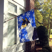 Basenji Winter Snowflakes Holiday Flag Canvas House Size