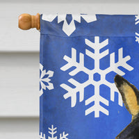 Basenji Winter Snowflakes Holiday Flag Canvas House Size