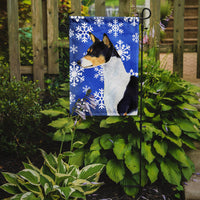 Basenji Winter Snowflakes Holiday Flag Garden Size