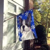 Boston Terrier Winter Snowflakes Holiday Flag Canvas House Size