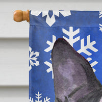 Boston Terrier Winter Snowflakes Holiday Flag Canvas House Size