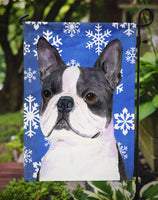 Boston Terrier Winter Snowflakes Holiday Flag Garden Size