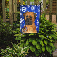 Bullmastiff Winter Snowflakes Holiday Flag Garden Size