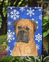 Bullmastiff Winter Snowflakes Holiday Flag Garden Size