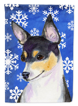 Chihuahua Winter Snowflakes Holiday Flag Canvas House Size