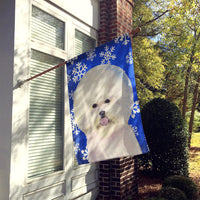 Bichon Frise Winter Snowflakes Holiday Flag Canvas House Size